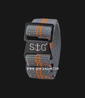 Strap Guy MN-GRY-ORG-02-20B Grey Nylon 2 Orange Stripe Black Folding Clasp-1