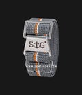 Strap Guy MN-GRY-WHT-ORG-20A Grey Nylon 2 White-Orange Stripe Silver Folding Clasp-1