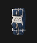 Strap Guy MN-NBL-SND-02-22A Navy Blue Nylon 2 Sand Stripe Silver Folding Clasp-1