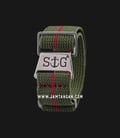 Strap Guy MN-OLG-RED-22A Olive Green Nylon Red Stripe Silver Folding Clasp-1