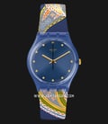 Swatch GN263 Silky Way Ladies Blue Dial Multicolor Rubber Strap-0