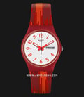 Swatch GR711 Red Flame Ladies White Dial Red Rubber Strap-0