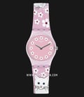 Swatch LP156 Minou Minou Pink Dial Light Pink With Three White Cats Silicone Strap-0