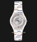Swatch Skin SFE108 Thin Liner Silver Dial White Motif Rubber Strap-0