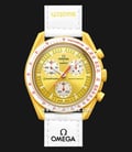 Swatch X Omega Bioceramic Moonswatch SO33J100 Speedmaster Yellow Dial White Velcro Strap-0