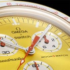 Swatch X Omega Bioceramic Moonswatch SO33J100 Speedmaster Yellow Dial White Velcro Strap-3