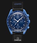 Swatch X Omega Bioceramic Moonswatch SO33N100 Mission To Neptune Speedmaster Blue Dial Velcro Strap-0