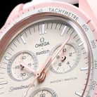 Swatch X Omega Bioceramic Moonswatch SO33P100 Speedmaster Light Pink Dial White Velcro Strap-3