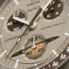 Swatch X Omega Bioceramic Moonswatch SO33T100 Speedmaster Beige Dial Brown Velcro Strap-2