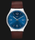 Swatch Skin SS07S101 Wind Men Blue Dial Brown Leather Strap-0