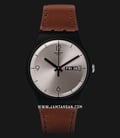Swatch Originals SUOB721 Lonely Desert Grey Dial Brown Leather Strap-0