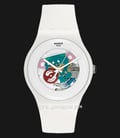 Swatch New Gent Lacquered SUOW100 White Lacquered Skeleton Dial White Silicone Strap-0