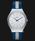 Swatch Skin SYXS107 Skinspring Silver Dial Dual Tone Rubber Strap-0