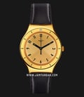 Swatch Irony YGG105 Coraggiosa Gold Dial Dark Brown Leather Strap-0