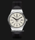Swatch YIS402 Sistem Soul Automatic Beige Dial Black Leather Strap-0