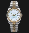 SWISS NAVY 8348MTGGPWH Men White Mother of Pearl Dial Dual Tone Stainless Steel Strap-0