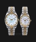 SWISS NAVY 8348MTGGPWH_8348LTGGPWH Couple White Mother of Pearl Dial Dual Tone Stainless Steel Strap-0