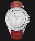 SWISS NAVY 8561LSSRD Ladies White Dial Stainless Steel Case Red Leather Strap-0
