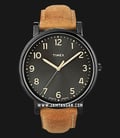 Timex Easy Reader Oversized T2N677 Indiglo Black Dial Brown Leather Strap-0