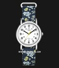 Timex Weekender T2P370 Indiglo White Dial Floral Nylon Strap-0