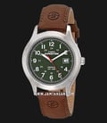 Timex Expedition Metal Field T40051 Indiglo Green Dial Brown Leather Strap-0