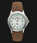 Timex Expedition Metal Field T44381 Indiglo White Dial Brown Leather Strap-0