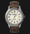 Timex Expedition T49870 Metal Field Indiglo Biege Dial Brown Leather Strap-0