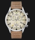 Timex TW2P84200 The Waterbury Chronograph Biege Dial Brown Leather Strap-0
