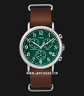 Timex Weekender TW2P97400 Chronograph Green Dial Brown Leather Strap-0