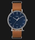 Timex Weekender Fairfield Slip-Thru TW2P97800 Indiglo Blue Dial Brown Leather Strap-0