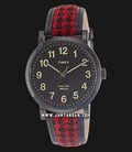Timex Originals Houndstooth TW2P98900 Ladies Black Dial Red PU Strap-0