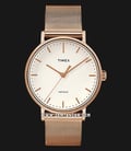 Timex Weekender Fairfield TW2R26400 Indiglo White Dial Rose Gold Stainless Steel Strap-0