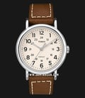 Timex Weekender TW2R42400 Indiglo White Dial Brown Leather Strap-0