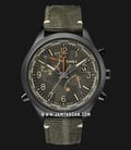 Timex Waterbury World Time TW2R43200 Chrono Indiglo Dual Color Globe Dial Green Olive Leather Strap-0