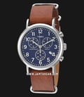 Timex Weekender TW2R63200 Indiglo Chronograph Blue Dial Brown Leather Strap-0