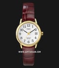 Timex Easy Reader TW2R63400 Indiglo White Dial Maroon Leather Strap-0