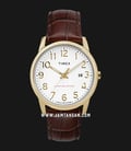 Timex Easy Reader TW2R65100 Men White Dial Brown Leather Strap-0