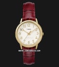 Timex TW2R65400 Easy Reader Ladies Beige Dial Tang Leather Strap-0