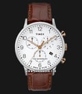 Timex TW2R72100 Waterbury Chronograph Men White Dial Brown Leather Strap-0