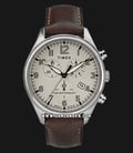 Timex The Waterbury Traditional TW2R88200 Chronograph Mens Beige Dial Dark Brown Leather Strap-0