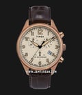 Timex The Waterbury TW2R88300 INDIGLO Chronograph Beige Dial Brown Leather Strap-0