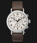 Timex TW2T21000 INDIGLO Standard Chronograph White Dial Dark Brown Leather Strap-0