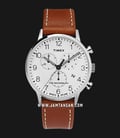  Timex The Waterbury TW2T28000 Chronograph White Dial Brown Leather Strap-0