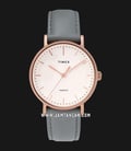 Timex Fairfield TW2T31800 Beige Dial Grey Leather Strap-0