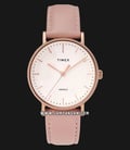 Timex TW2T31900 INDIGLO Fairfield White Dial Pink Leather Strap-0
