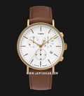  Timex Fairfield TW2T32300 Chronograph White Dial Brown Leather Strap-0