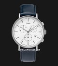 Timex TW2T32500 INDIGLO Fairfield Chronograph White Dial Blue Leather Strap-0