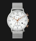 Timex The Waterbury TW2T36700 INDIGLO Chronograph White Dial Stainless Steel Strap-0