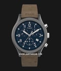 Timex MK1 Steel TW2T68000 Chronograph Mens Blue Navy Dial Brown Leather Strap-0