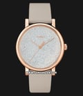Timex Crystal TW2T78100 Ladies Glitter Dial Beige Leather Strap-0